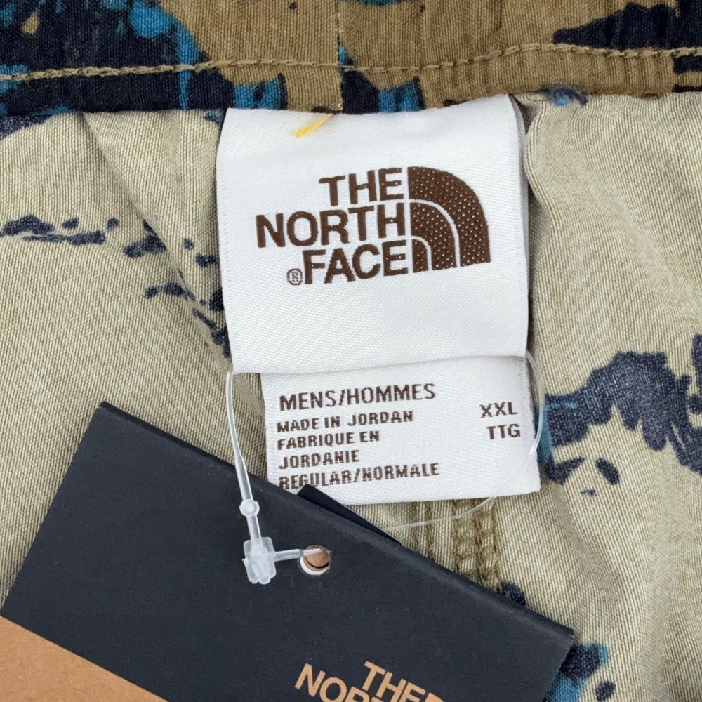 The North Face Mens XXL Paramount Horizon Shorts Tan Blue Mountain Print Belt - Picture 6 of 13